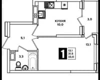 1-комнатная квартира 32 м² - миниатюра 8