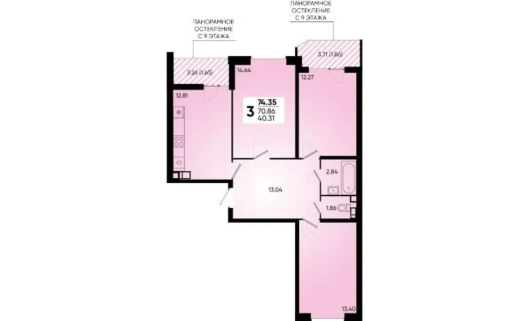 3-комнатная квартира в Прикубанский округ - 9 550 000 ₽
